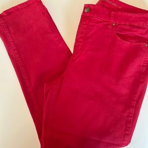 Chico’s So Slimming Girlfriend ankle jeans, red, size 1.5 (12?)